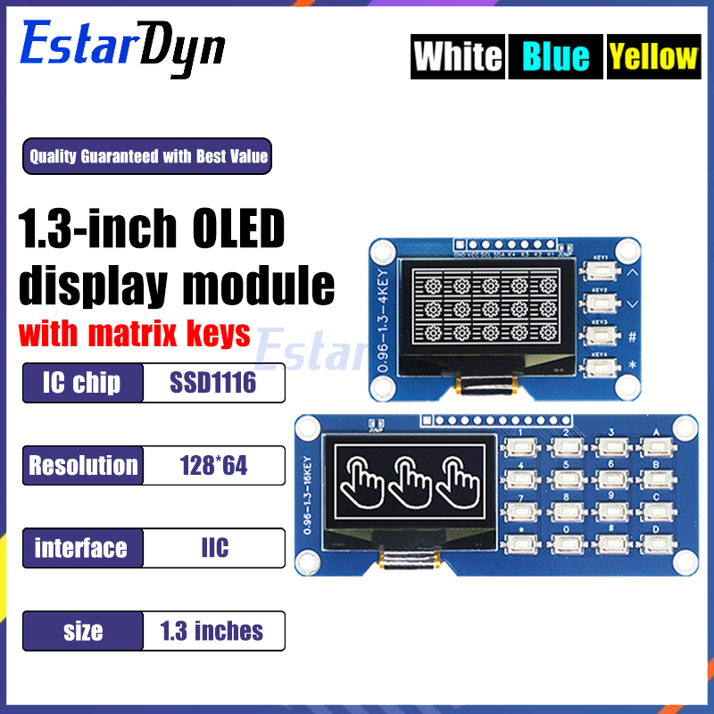Raspberry Pi Keyboard - 1.3 Inch OLED Display with 4x4